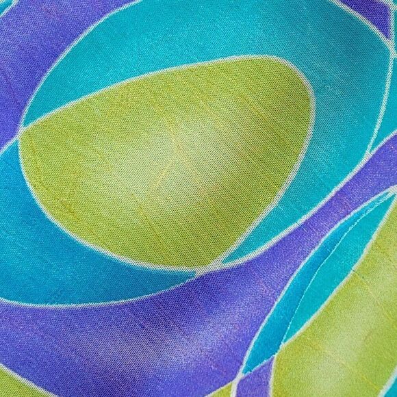 Vintage 70s 2pc Skirt Set L Geometric Psychedelic Maxi Tank Blue Green Mod Funky - Picture 5 of 16